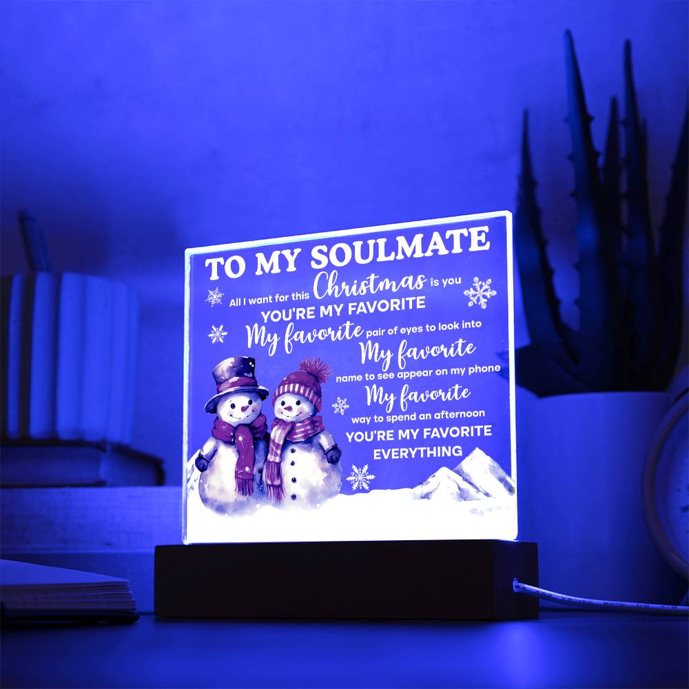 To My Soulmate Snowmen Acrylic Plaque