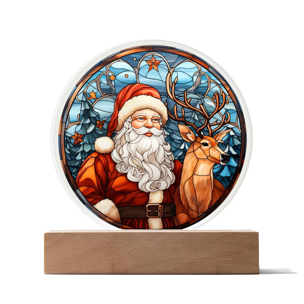 Santa and Reindeer Acrylic Plaque