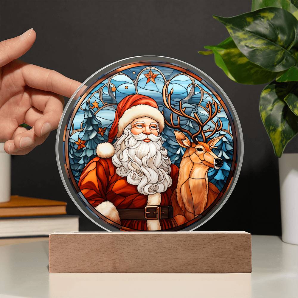 Santa and Reindeer Acrylic Plaque