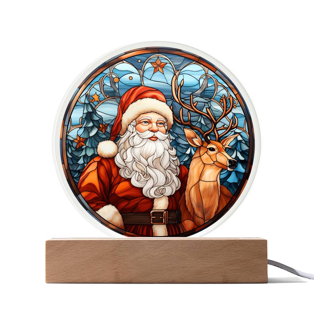 Santa and Reindeer Acrylic Plaque