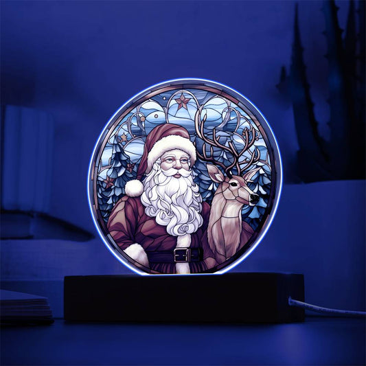 Santa and Reindeer Acrylic Plaque