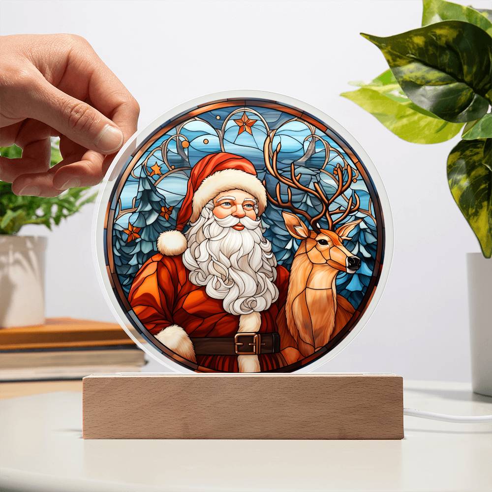 Santa and Reindeer Acrylic Plaque