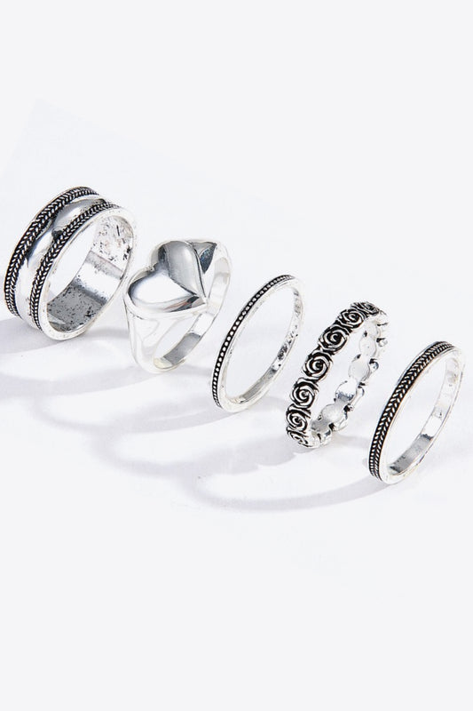 Zinc Alloy Five-Piece Ring Set