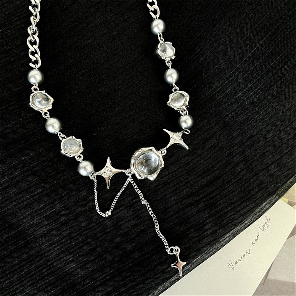 Star Geometric Crystal Chain Necklaces