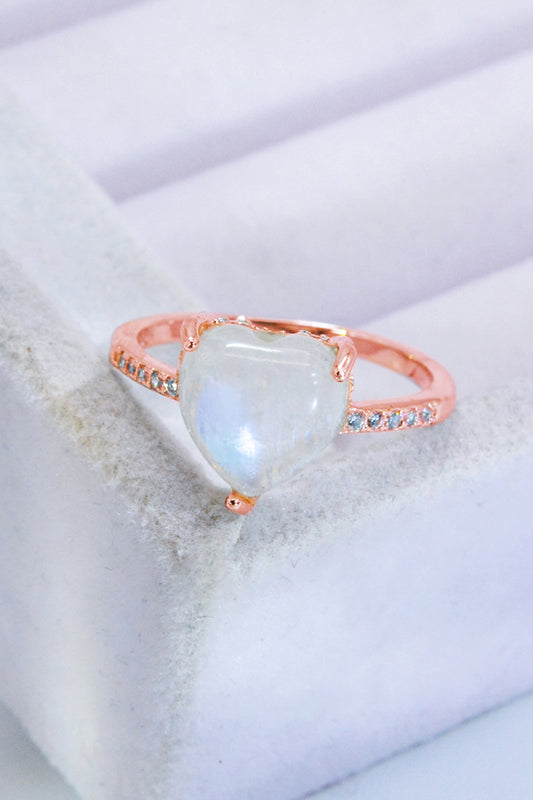 Heart-Shaped Natural Moonstone Ring