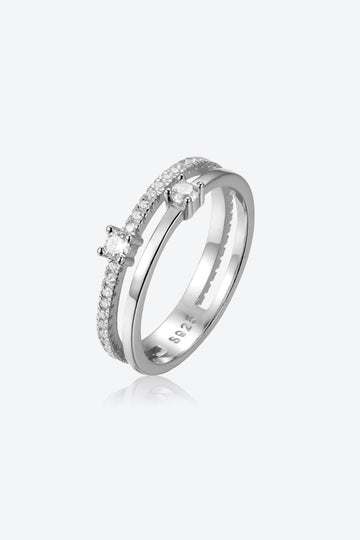 Zircon 925 Sterling Silver Double-Layered Ring
