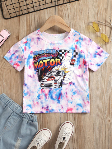 Graphic Tie-Dye Round Neck Short Sleeve Tee