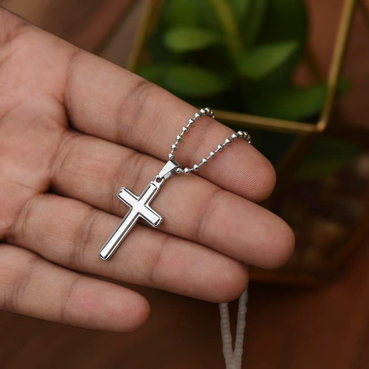 Happy Easter Stainless Cross Necklace with Ball Chain