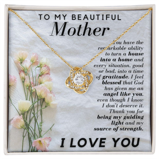 To My Beautiful Mother Love Knot Necklace