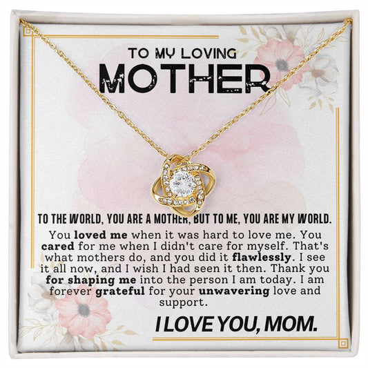 To My Loving Mother Love Knot Necklace