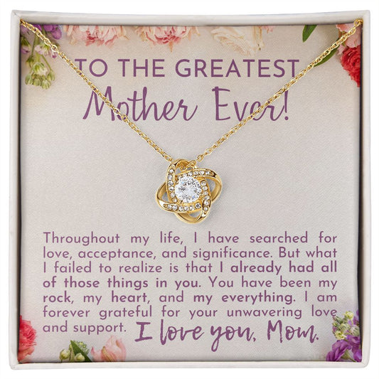 To The Greatest Mother Ever Love Knot Necklace