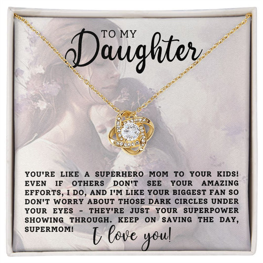 To My Daughter Love Knot Necklace