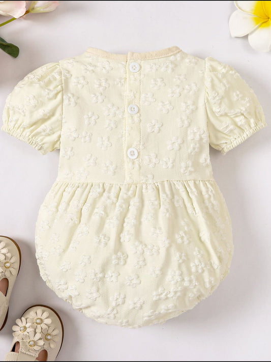 Baby Girl Floral Bow Detail Round Neck Bodysuit