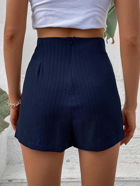 Zip-Back High Waist Shorts