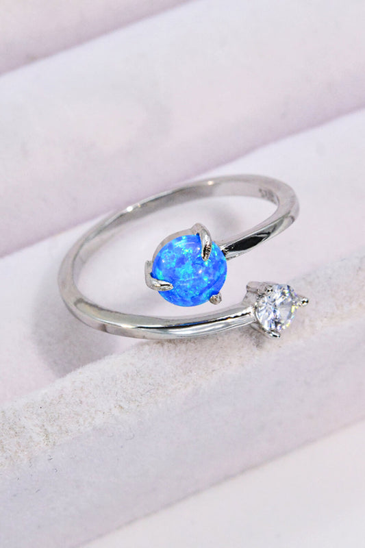 Opal and Zircon Open Ring