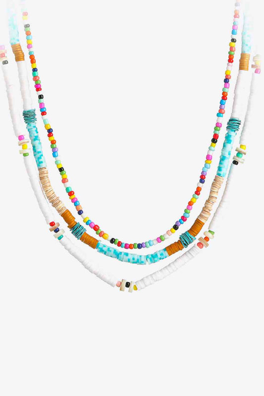 5-Pack Wholesale Multicolored Bead Necklace Three-Piece Set