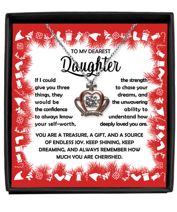 To My Dearest Daughter Christmas Crown Pendant