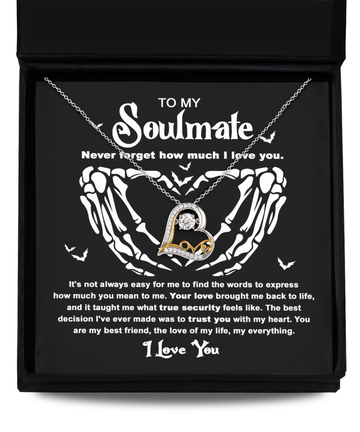 To My Soulmate Skeleton Hands Love Dancing Necklace